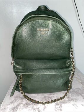 Michael Kors Slater Large Backpack Moss Green Pebbled Leather
